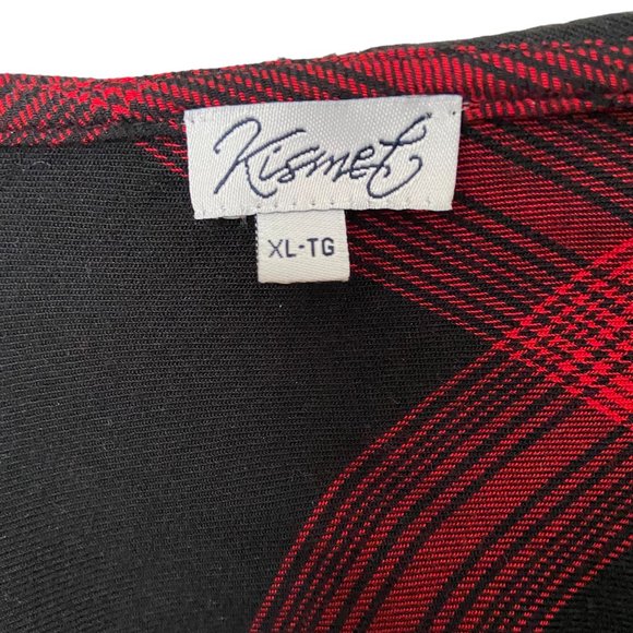Bootlegger Women's Kismet Red and Black Plaid Hooded Button-Up Shirt Size XL - Picture 7 of 9